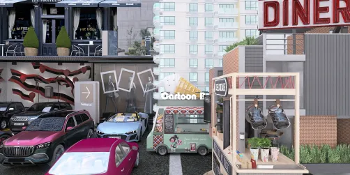 Parking lot to the diner 