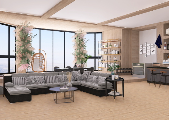 Something a mixture of living room and kitchen  Design Rendering