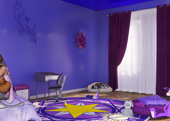 Purple Girls Room Design Rendering