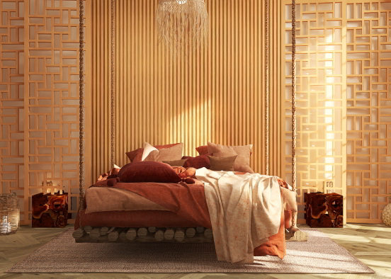 Wabi-sabi bedroom Design Rendering