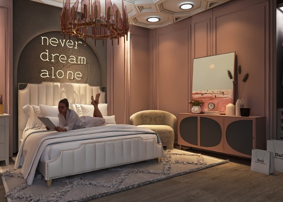 Pastel pink room  Design Rendering