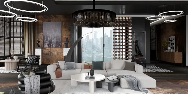 modern living room featuring elegant furniture arrangement in a contemporary style optimizing small apartment space with Homestyler's smart furniture layout function