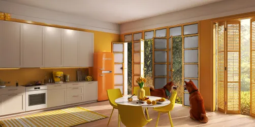 orange/yellow kitchen