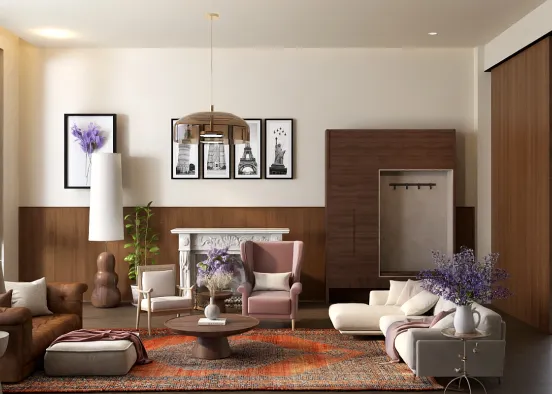 Mrs Connor’s Purple living room Design Rendering