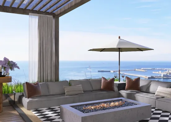 # Coastal outdoor patio ☀️🌊 Renderização de Design