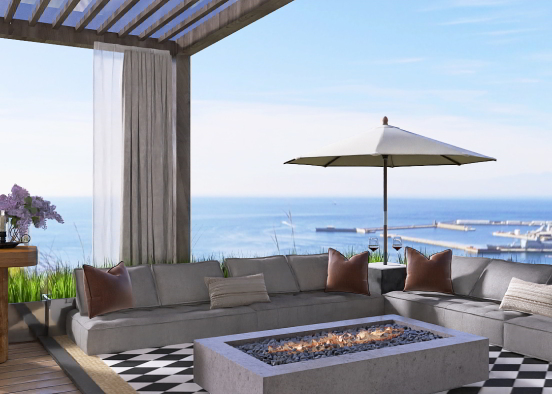 Coastal outdoor patio ☀️🌊 Design Rendering