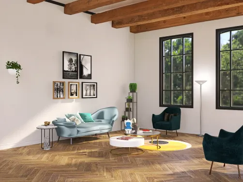 a traditional living room with green accents