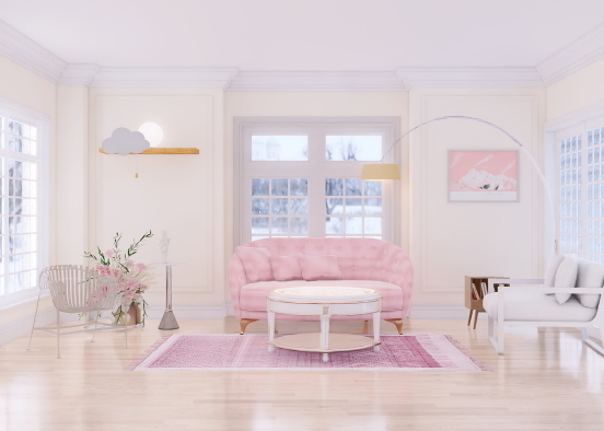 a cute pinkie living room
 Design Rendering