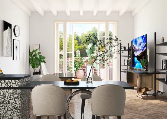 Living room/Kitchen Design Rendering
