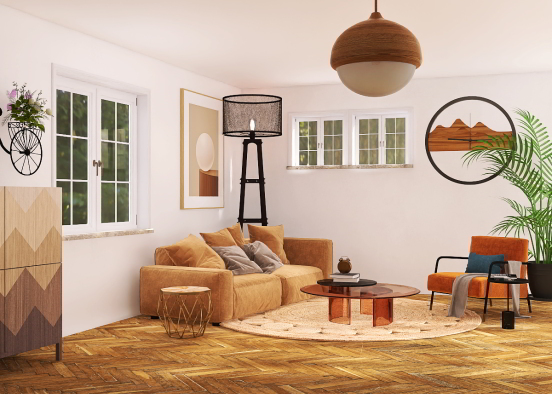 Rustic living room design  Design Rendering