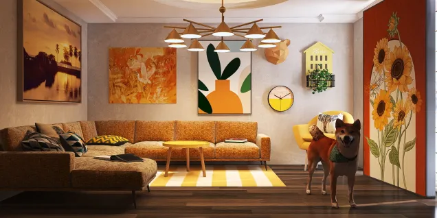 YELLOW and ORANGE Living Room 