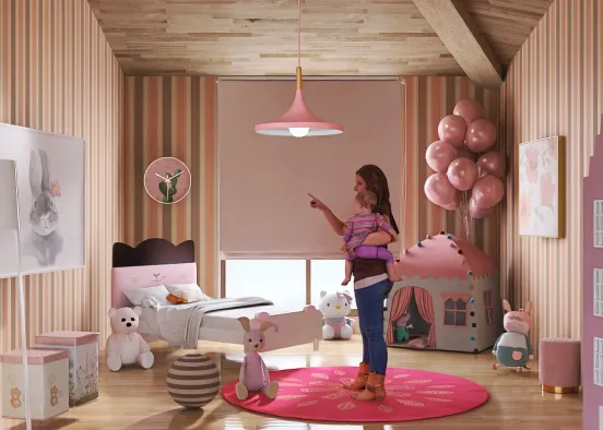A BEAUTIFUL PINK KIDS' ROOM Design Rendering