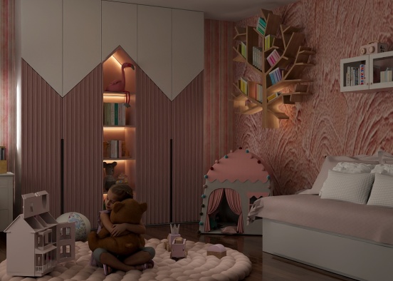 Baby pink room Design Rendering