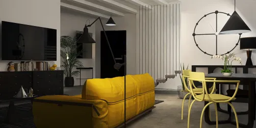 piccolo appartamento in giallo e nero 