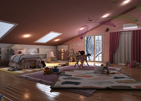 A bedroom for a little girl. Design Rendering
