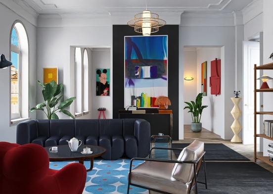 Art Collector's Light-Filled Apartment Design Rendering