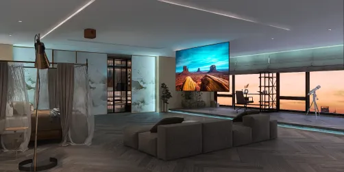Bedroom with hometheater and mini office
