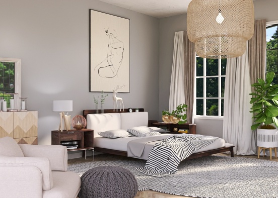Nordic style bedroom ☺️🌸🌸 Design Rendering