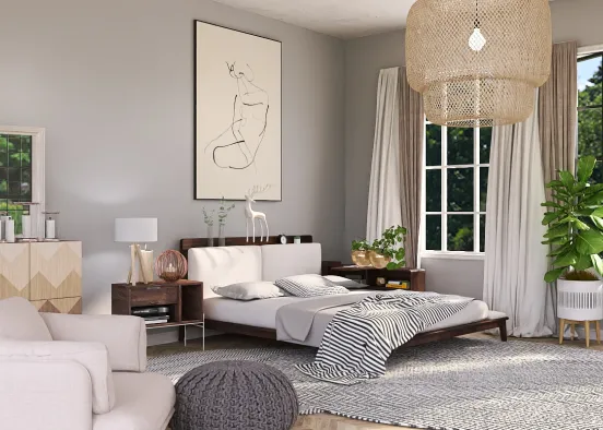 Nordic style bedroom ☺️🌸🌸 Design Rendering