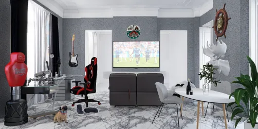 sala de um homem geek solteiro