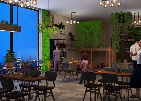 modern Small Cafe Mart floral theme Design Rendering