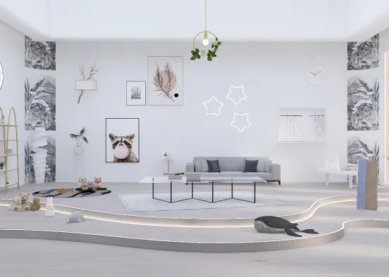 Modern artist living room Design Rendering