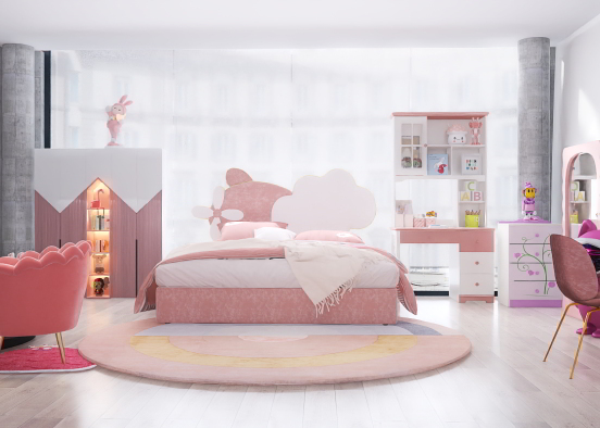 Pink teens room Design Rendering