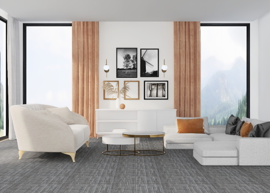 Luxury mountainous living room Design Rendering