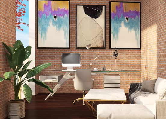 Office/Living Room Combo Design Rendering