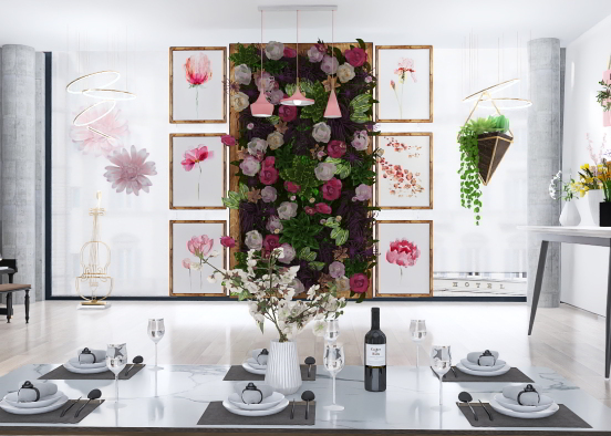 Wine and Flowers 🌹 🍷 Design Rendering