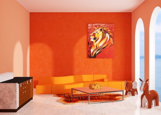 Pumpkin Orange Outdoor Living room Design Rendering