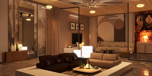 Night view living room with golden touch 