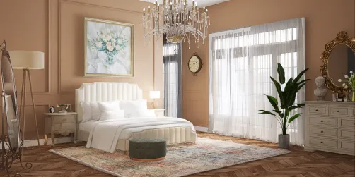 Parisian inspired hotel bedroom 