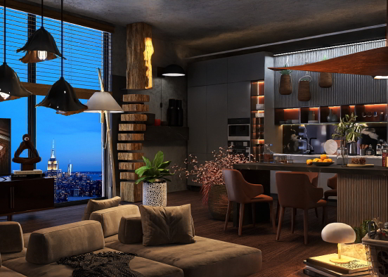 New York view/loft.  Design Rendering