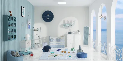 blue baby bed room