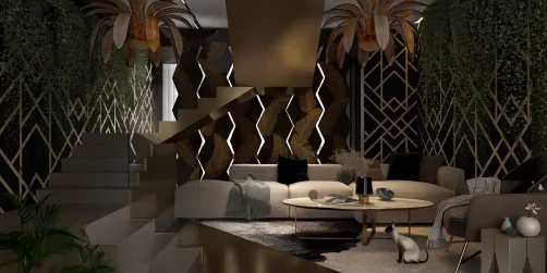 Stylish Living Room and Stairs