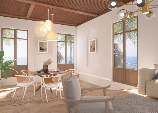 ￼ Cozy & Elegant House in the Beach 🌊✨🍸🧺🦪🐚🌞 Design Rendering