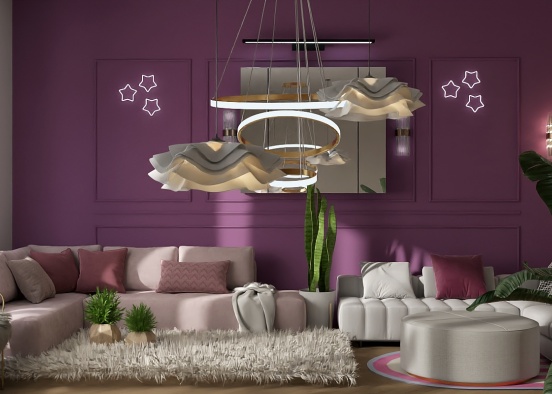 purple and pink living room🩷💜 Design Rendering