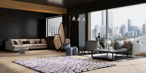 A dark living room