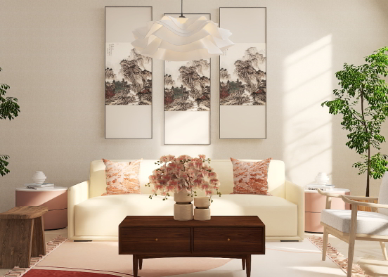 Relaxing Zen Living room ✨ Design Rendering