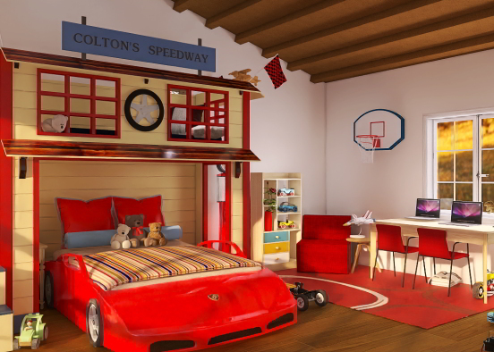 Red boys bedroom  Design Rendering