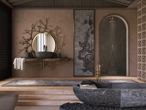 Brown and Grey Bathroom
