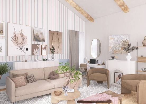 Pink and blue room Design Rendering