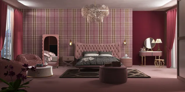 camera da letto in rosa