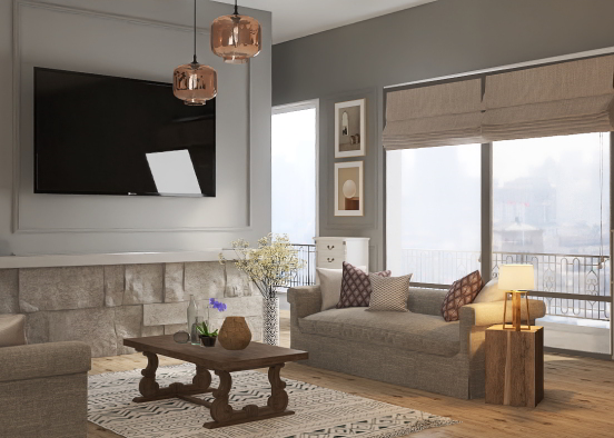 Mediterranean living room Design Rendering