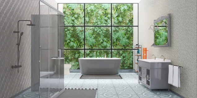 Bathroom, with a plant view