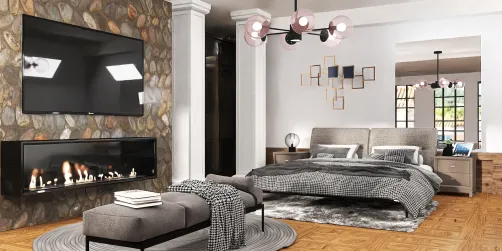 Master bedroom with fireplace