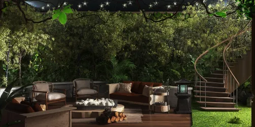 Backyard Patio In Forest Cabin 🍃🧺