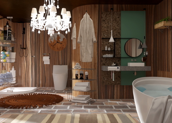Wooden bathroom Design Rendering
