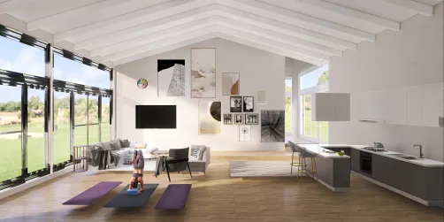 Modern living room & kitchen